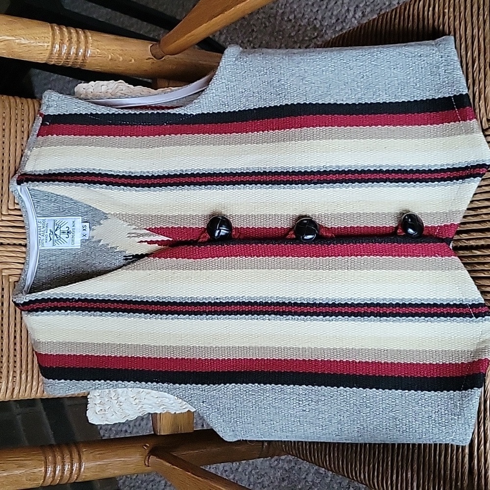 Ortega's Chimayo 100% wool, hand woven vest, size XS